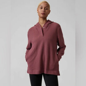 Athleta Coaster Luxe Waffle Hoodie Top in Tawny Rose Women’s Medium